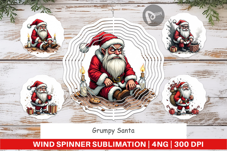 Wind Spinner Grumpy Santa