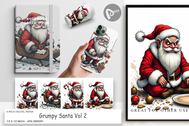 Digital Paper Grumpy Santa