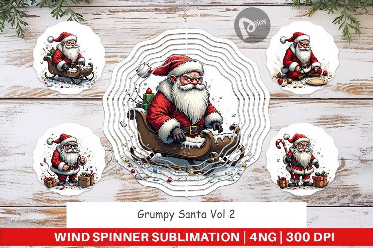 Wind Spinner Grumpy Santa