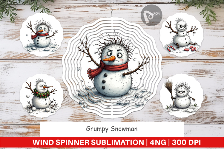 Wind Spinner Grumpy Snowman