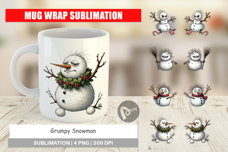 Mug Wrap Grumpy Snowman