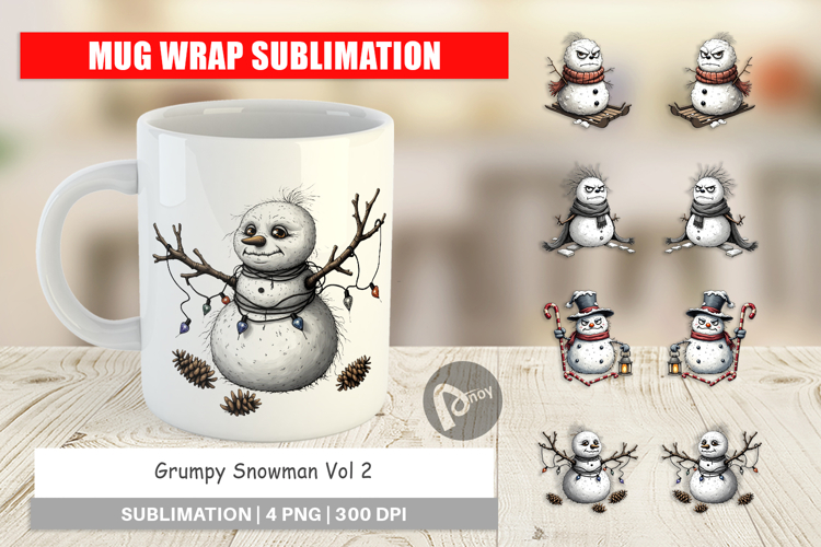 Mug Wrap Grumpy Snowman