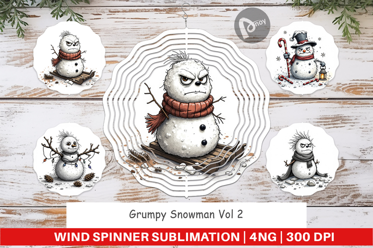 Wind Spinner Grumpy Snowman