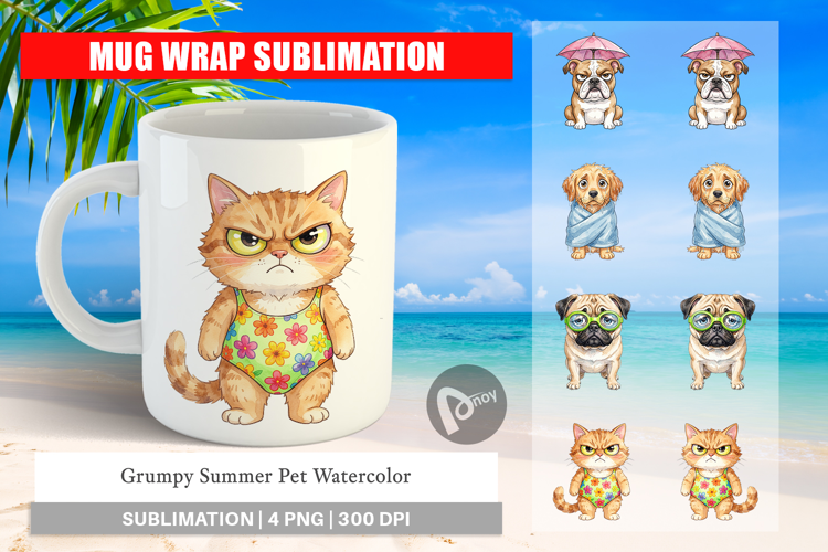Grumpy Summer Pet Mug Wrap