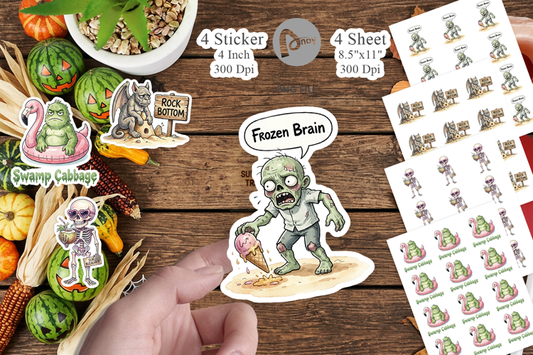 Grumpy Summerween Monster Sticker