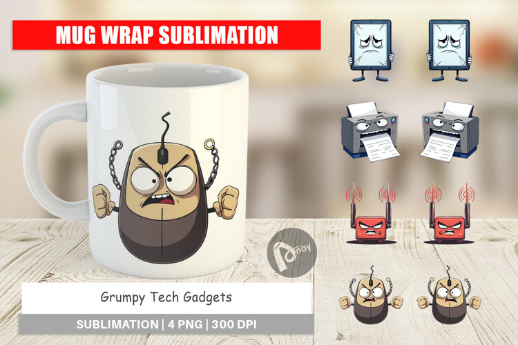 Mug Wrap Grumpy Tech Gadgets example image 1