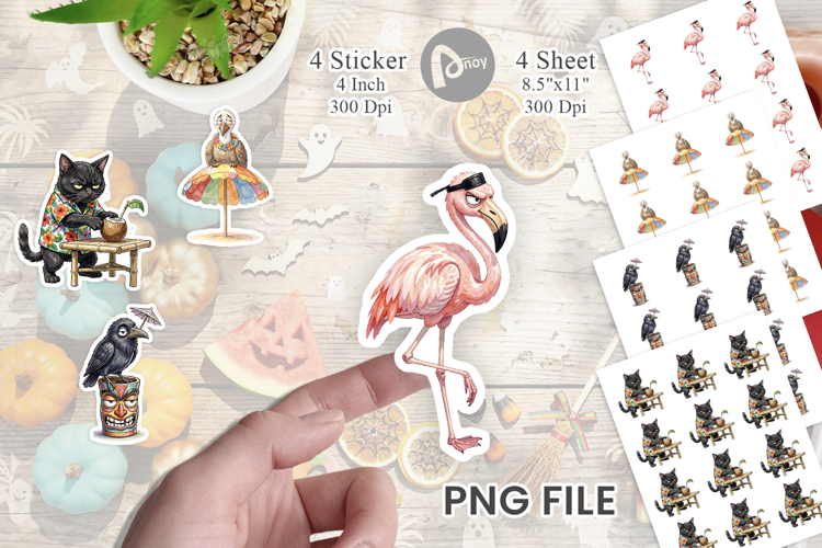 Grumpy Tropical Goth Animal Sticker example image 1