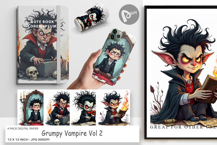 Digital Paper Grumpy Vampire