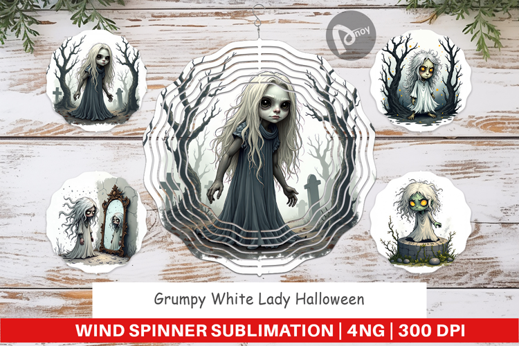 Wind Spinner Grumpy White Lady
