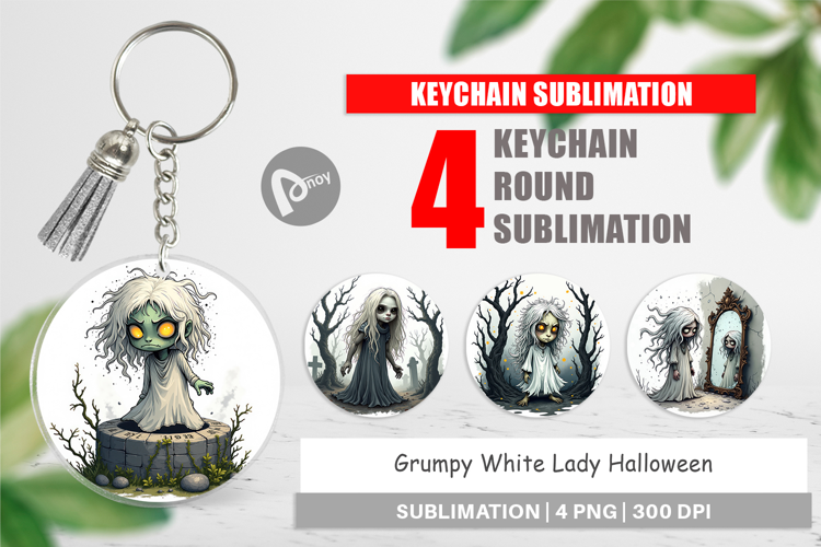 Keychain Grumpy White Lady
