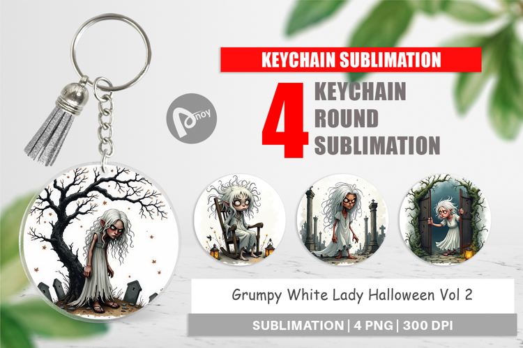 Keychain Grumpy White Lady