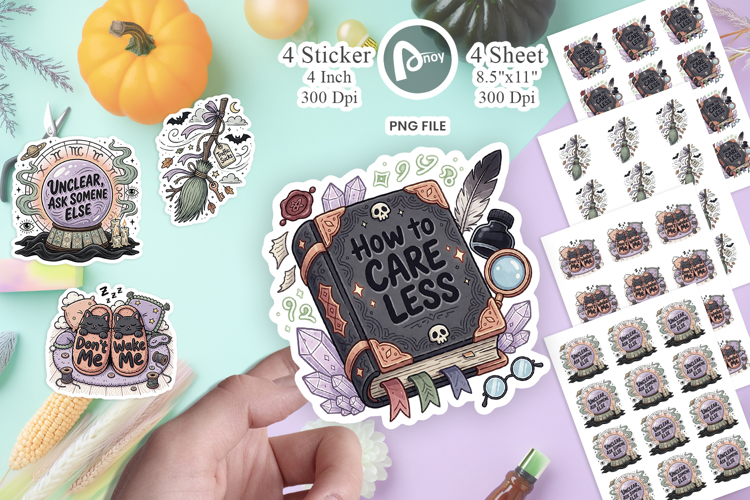 Grumpy Witch Familiar Cartoon Sticker