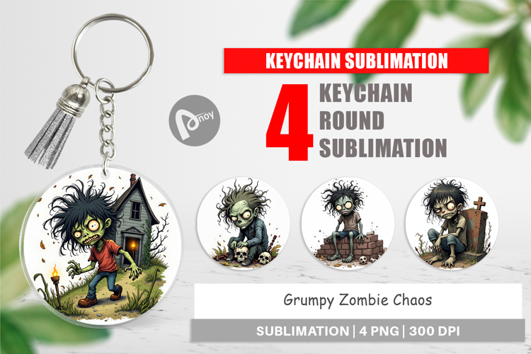 Keychain Grumpy Zombie