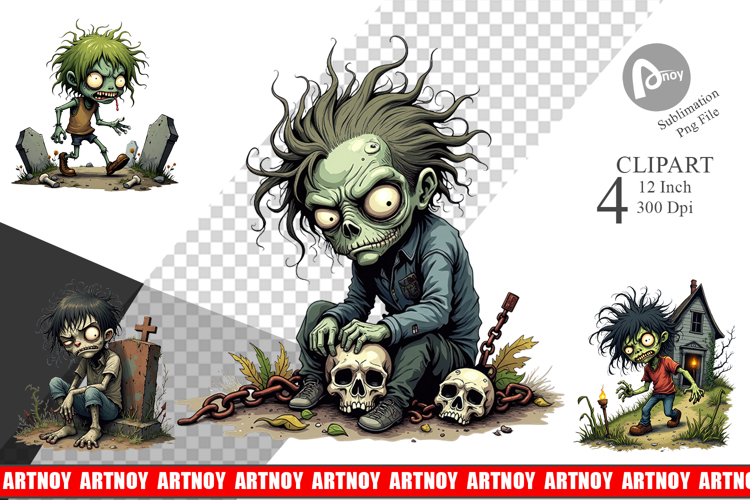 Grumpy Zombie Clipart