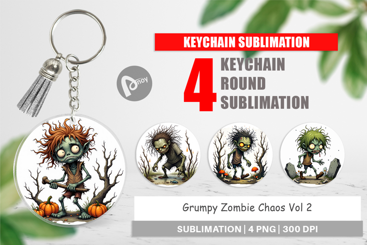 Keychain Grumpy Zombie
