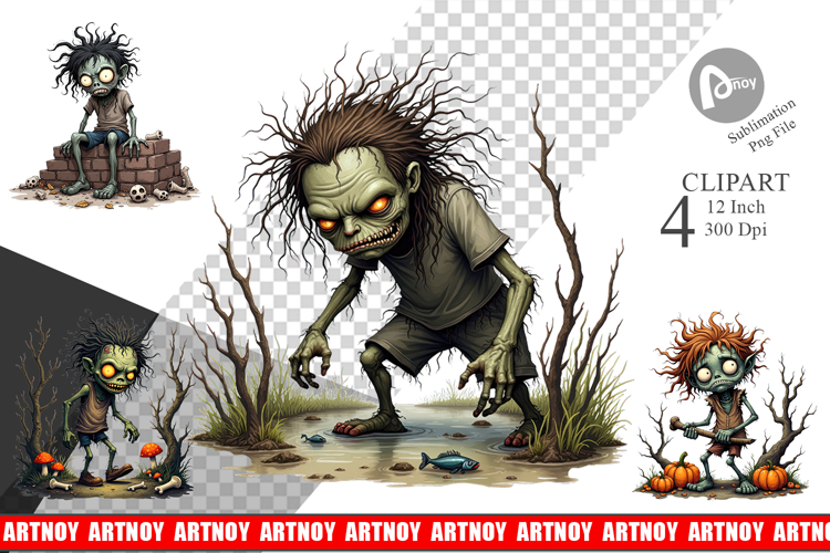 Grumpy Zombie Clipart