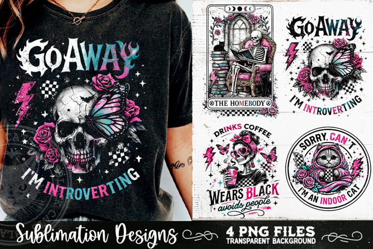 Antisocial Sarcastic PNG Funny Sublimation 4 Designs