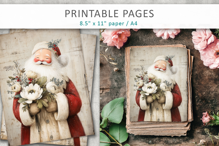 grunge christmas pages, santa printable pages