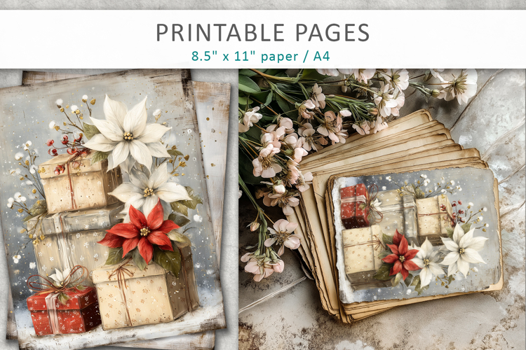 Grunge Christmas pages, Christmas gift printable