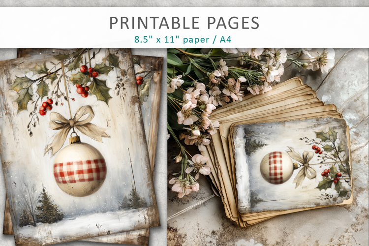 grunge Christmas junk journal, rustic christmas