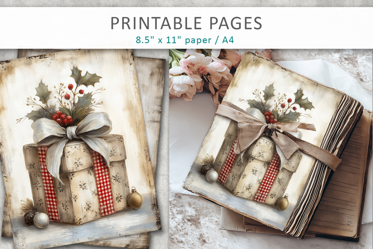 grunge Christmas junk journal, christmas gift