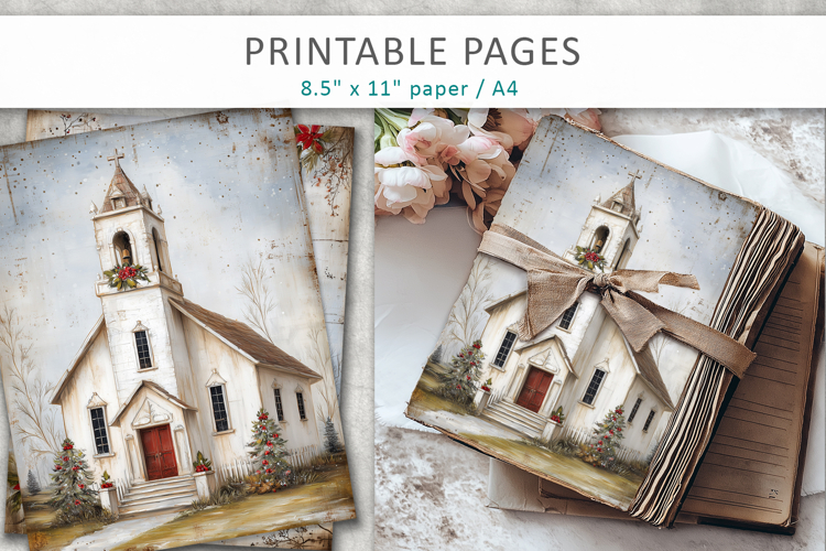 Grunge Christmas pages, vintage Christmas papers