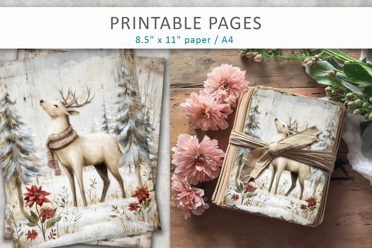 Christmas junk journal,Christms reindeer printable