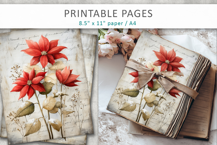 Grunge Christmas pages, vintage Christmas paper