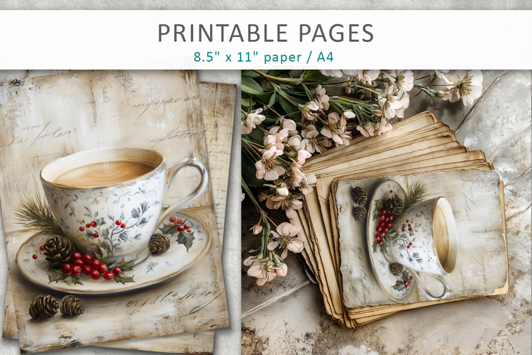 Grunge Christmas pages, Christmas junk journal