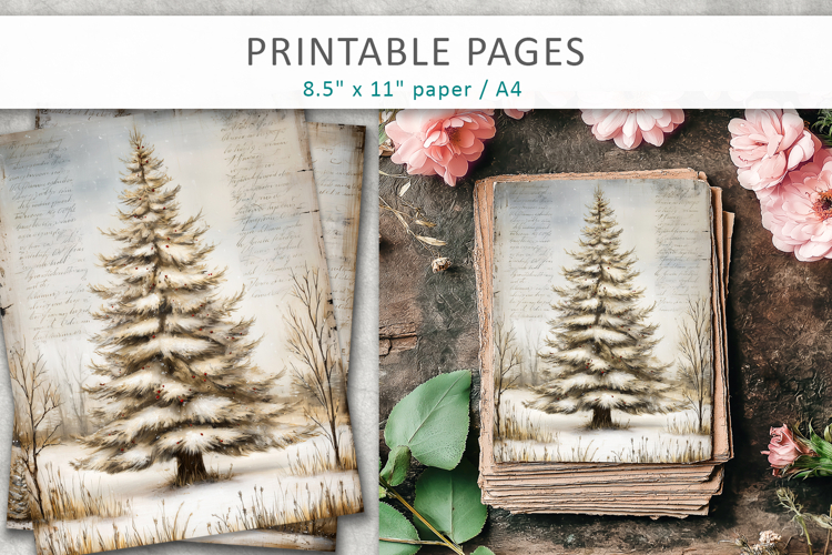 Grunge Christmas pages, Christmas tree printable