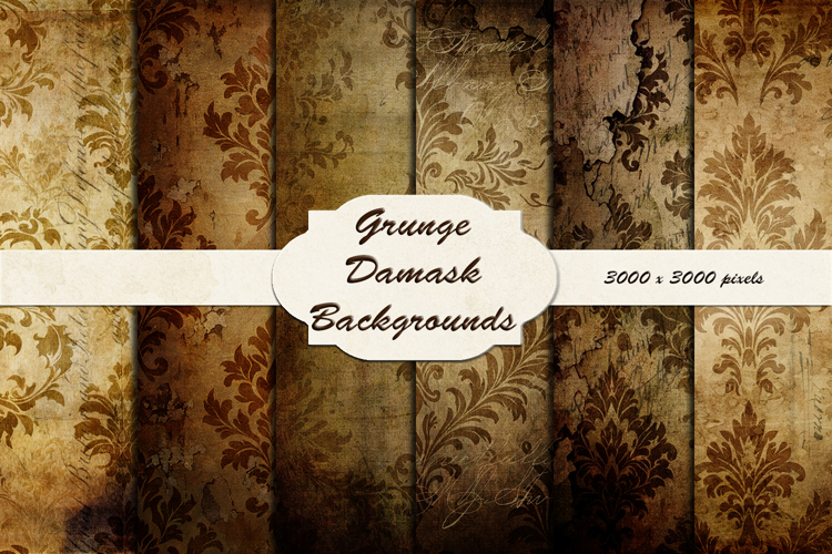 Grunge Damask Pattern Backgrounds