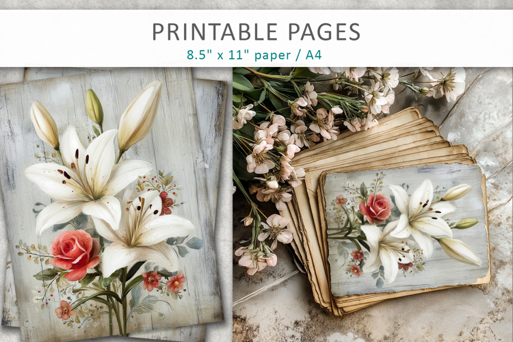 grunge floral pages, scrapbook paper