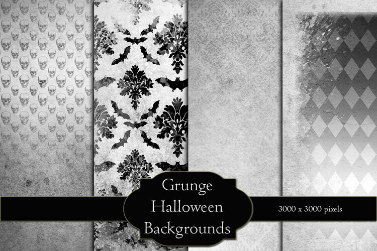 Grunge Black & White Halloween Backgrounds example image 1