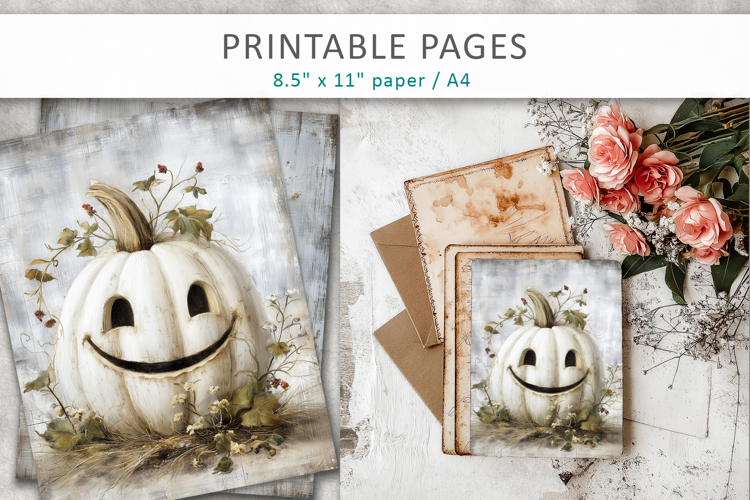 grunge pumpkin halloween pages, junk journal