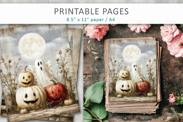 grunge halloween pages, vintage halloween paper