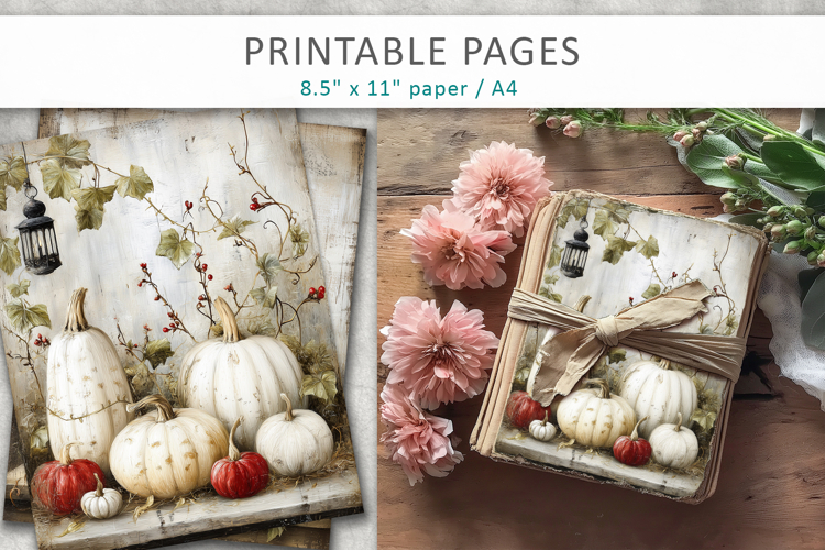 grunge halloween pages, pumpkins junk journal