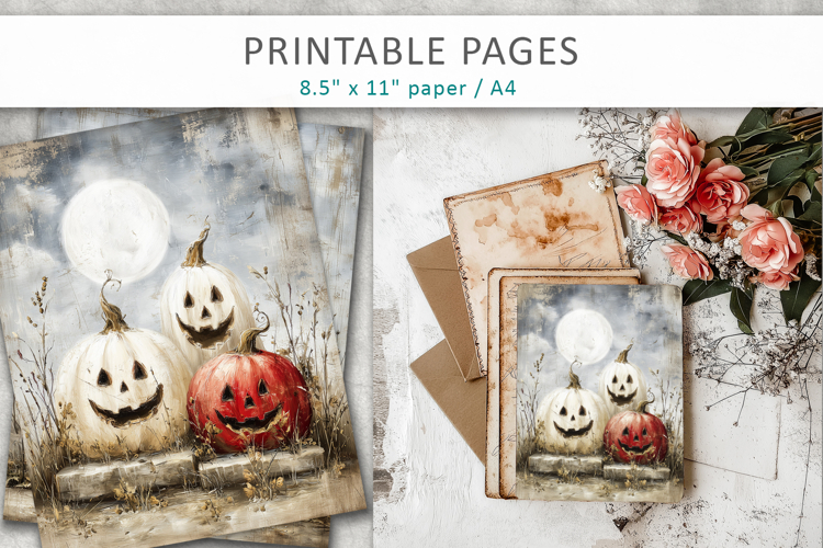 grunge halloween pages, vintage pumpkins pages
