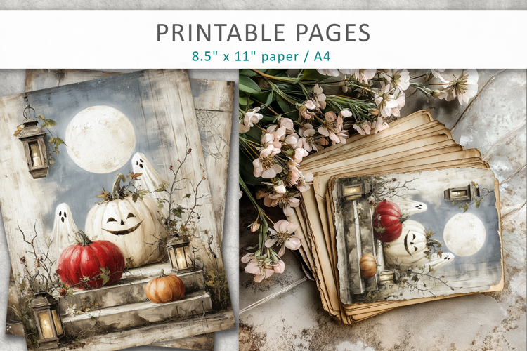grunge halloween junk journal pages