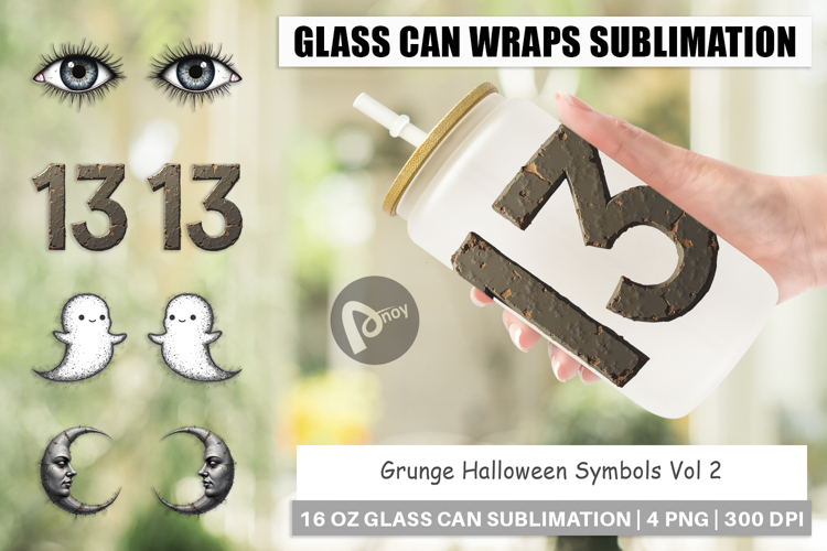 Grunge Symbols Glass Can