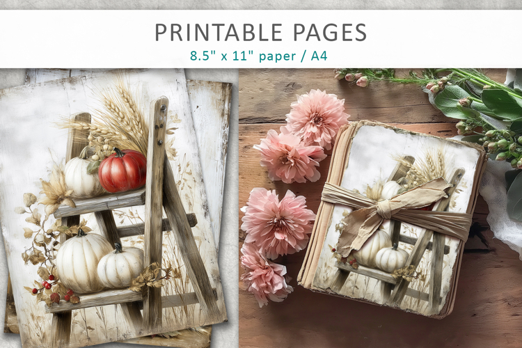 grunge pumpkins junk journal printable