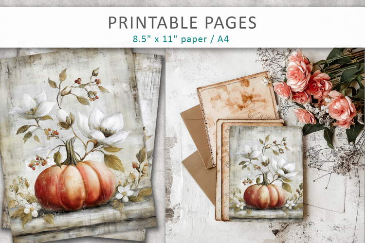 grunge pumpkins journal pages, halloween paper