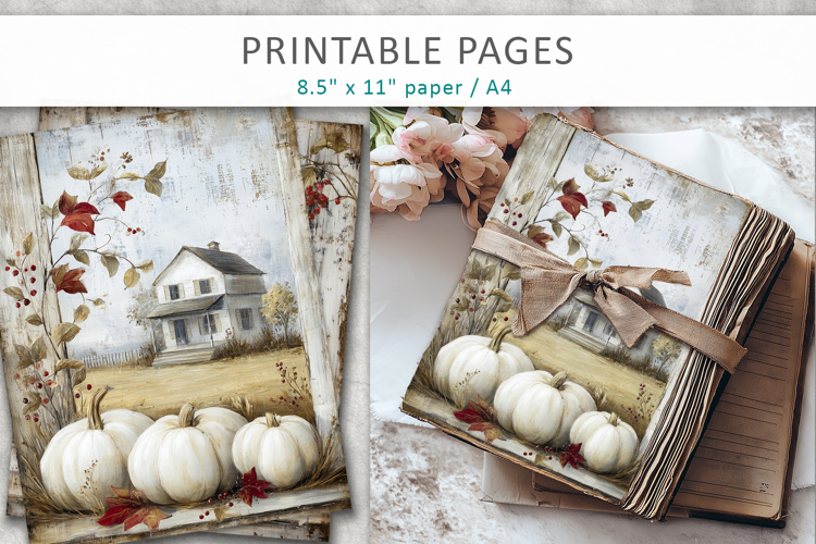grunge pumpkins journal pages, halloween papers