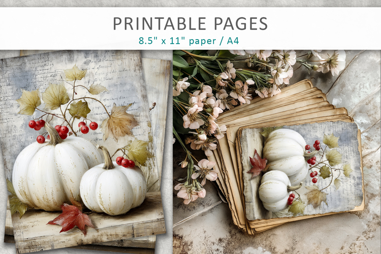 grunge pumpkins journal pages, halloween printable