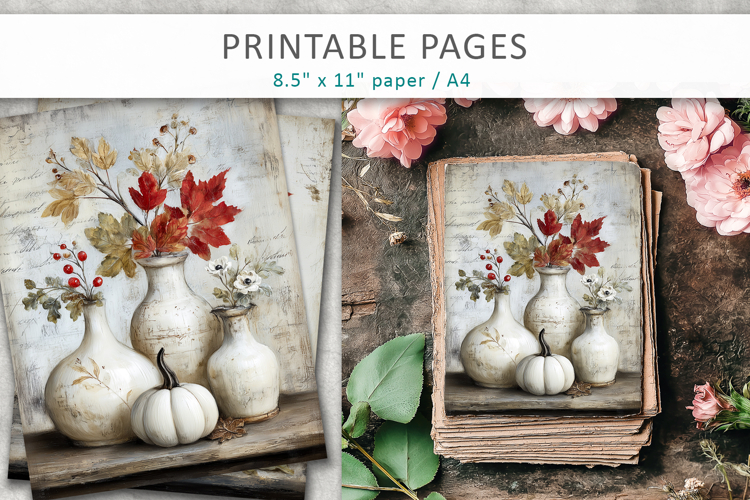 grunge pumpkins journal pages, elegant pumpkins pages