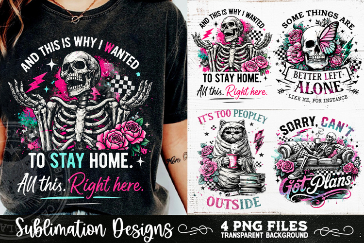 Antisocial Sarcastic PNG Funny Sublimation 4 Designs