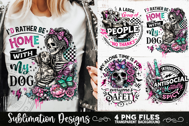 Antisocial Sarcastic PNG Funny Sublimation 4 Designs