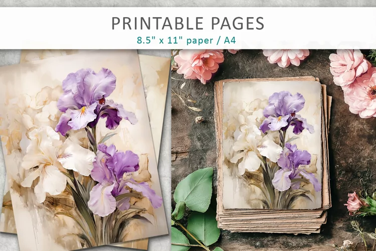 floral junk journal pages, scrapbook paper