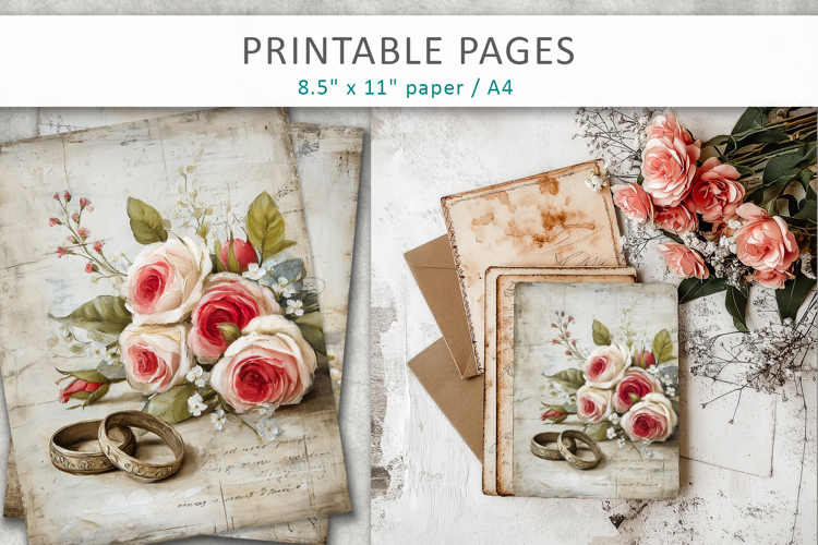 wedding rings printable, junk journal