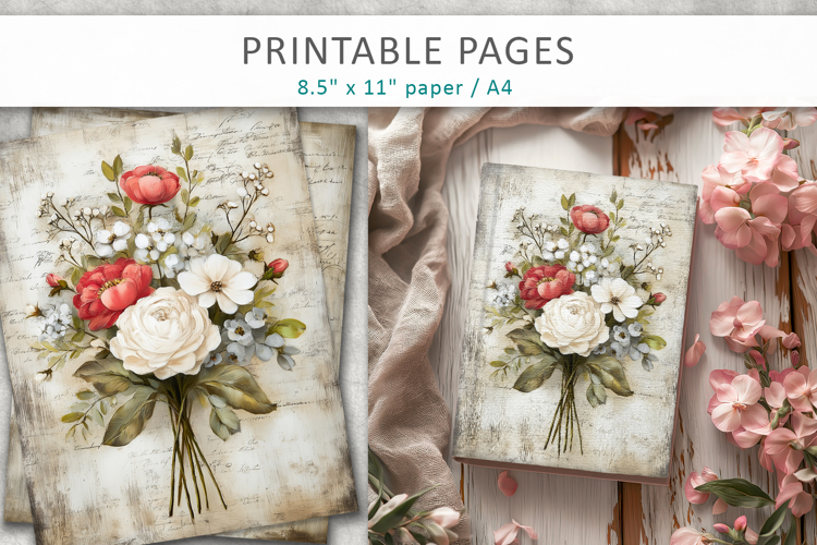 floral wedding junk journal pages