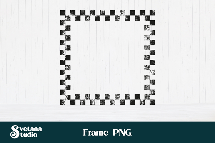 Grunge square checkered frame clipart PNG design